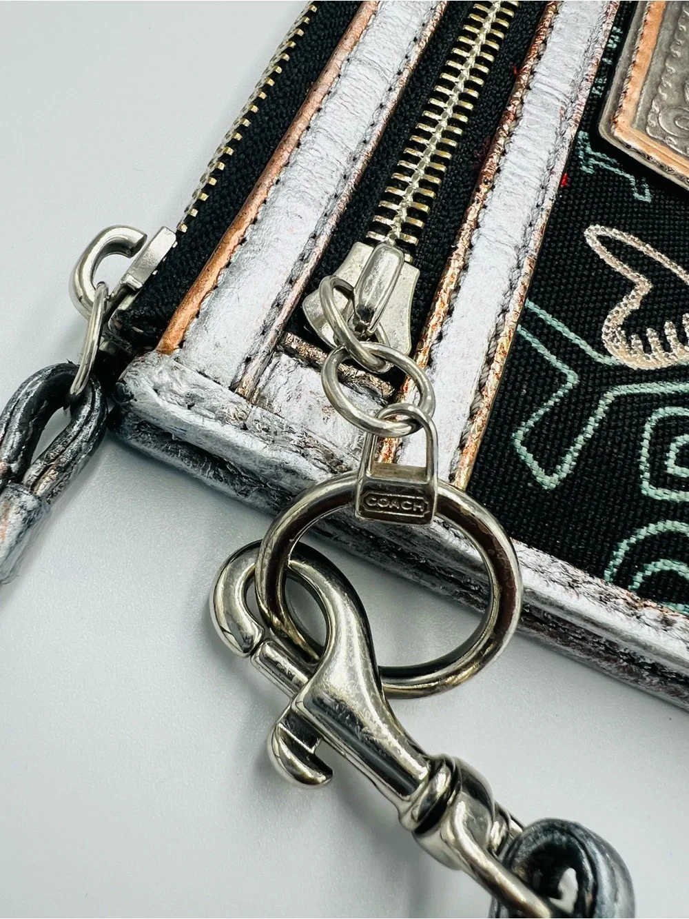 Coach Poppy Graffiti Heart Print Wristlet